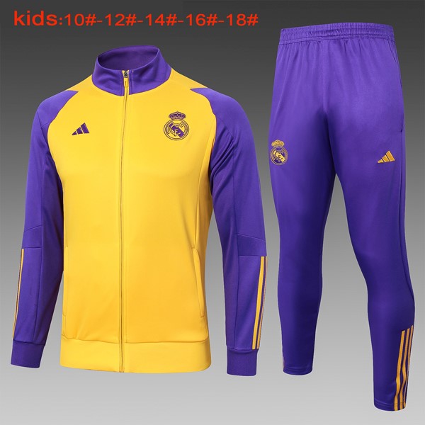 Kinder Trainingsanzug Real Madrid 2024-2025 Gelb Lila 3